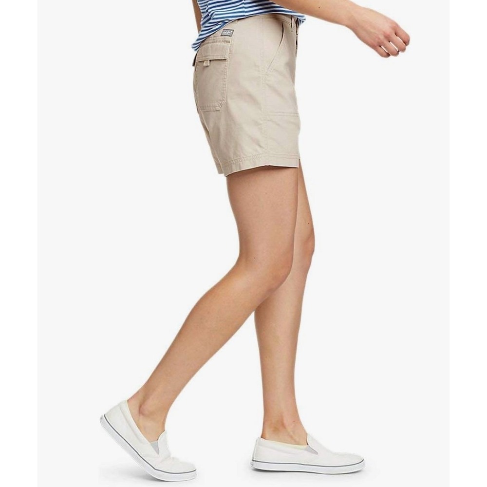 NWT Eddie Bauer Women Ripstop Shorts Khaki Tan 5" Inseam Utility Outdoor SZ 16 - Picture 4 of 5